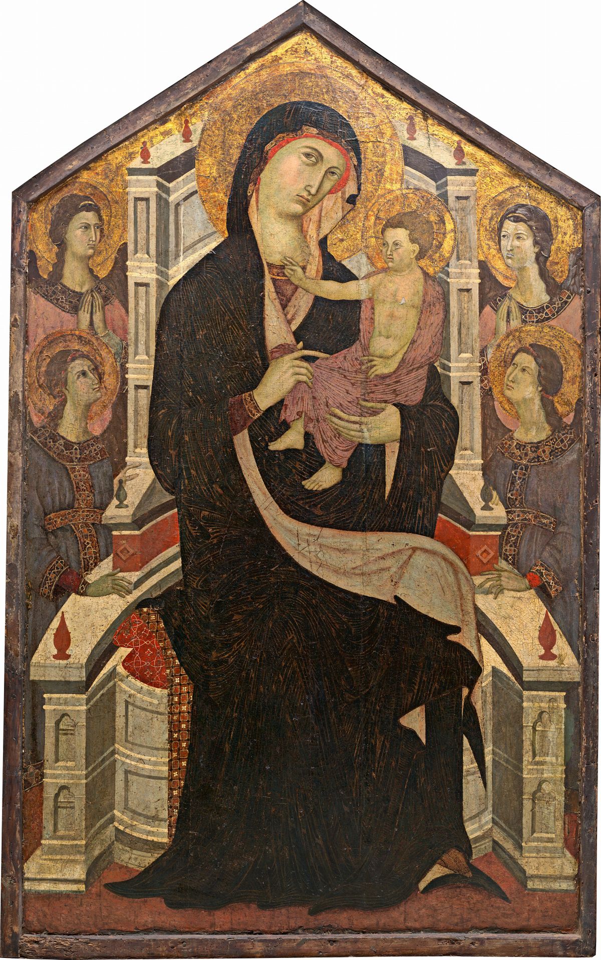 Maestà (Madonna and Child with Four Angels) by Master of Città di Castello (1290) - Public Domain Catholic Painting