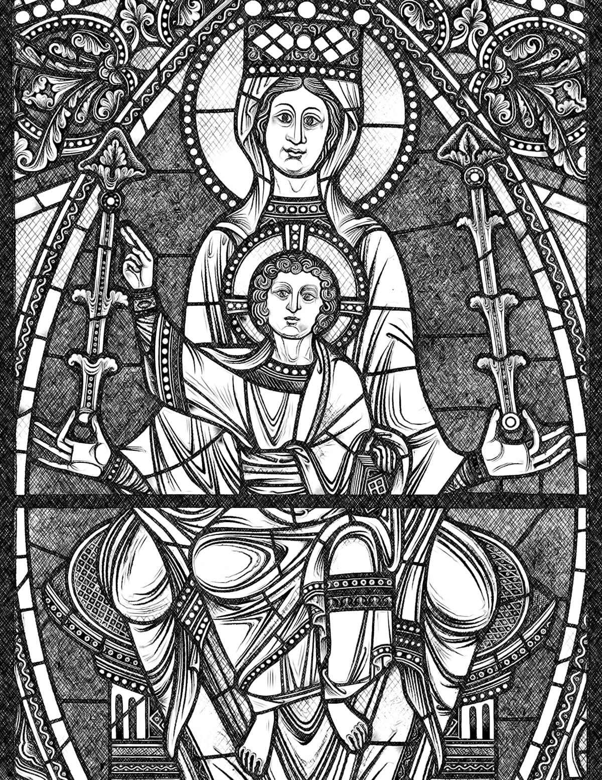 Queen of Heaven with Child Jesus - Catholic Coloring Page