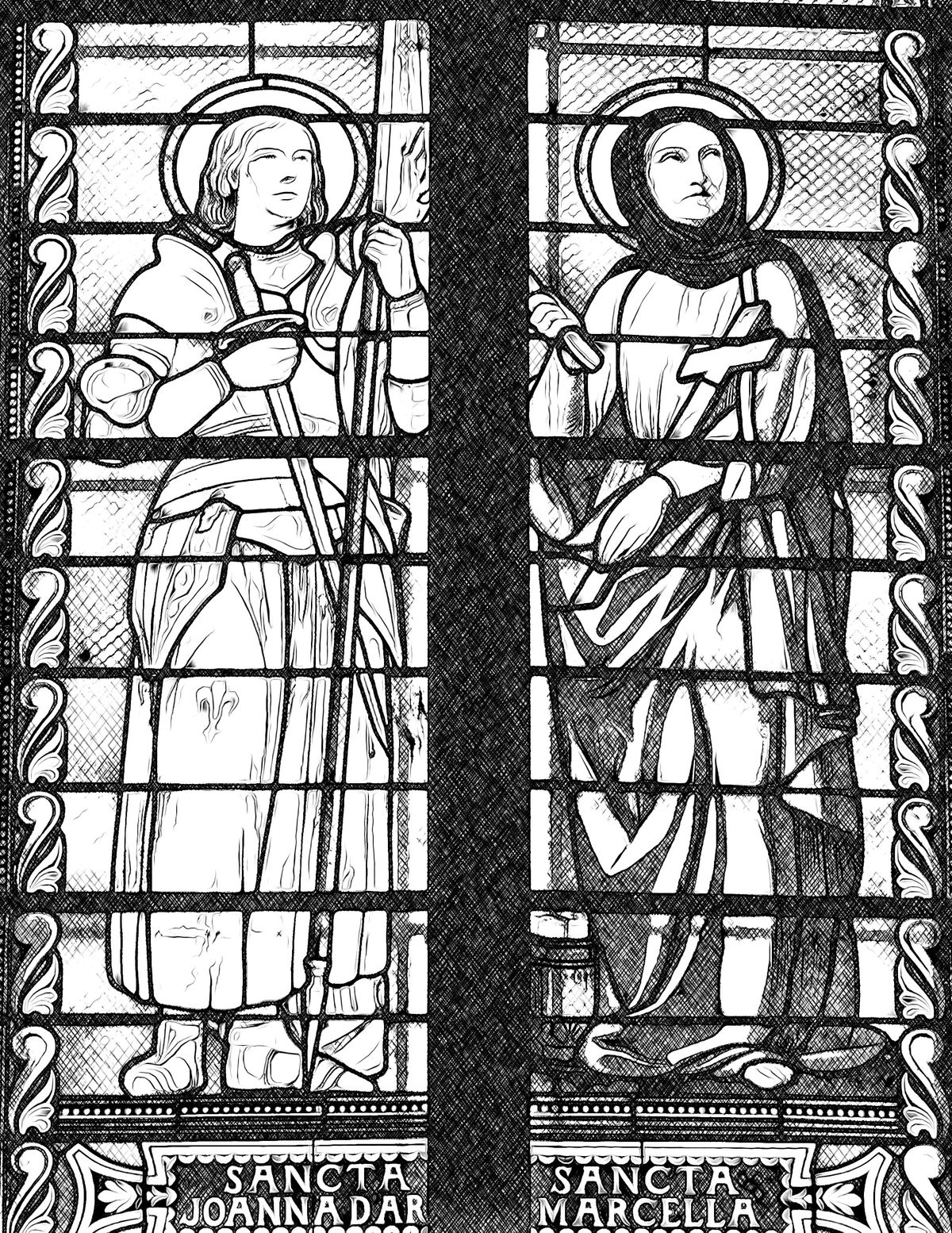 Saints Joan of Arc and Marcella - Catholic Coloring Page