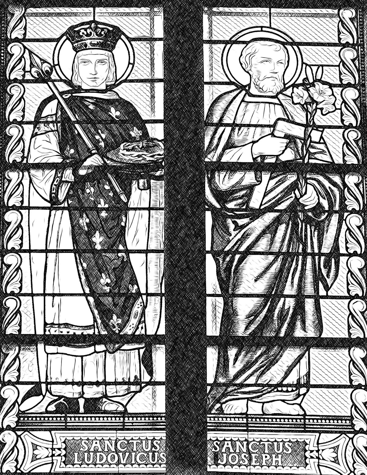 Saints Louis and Joseph - Catholic Coloring Page