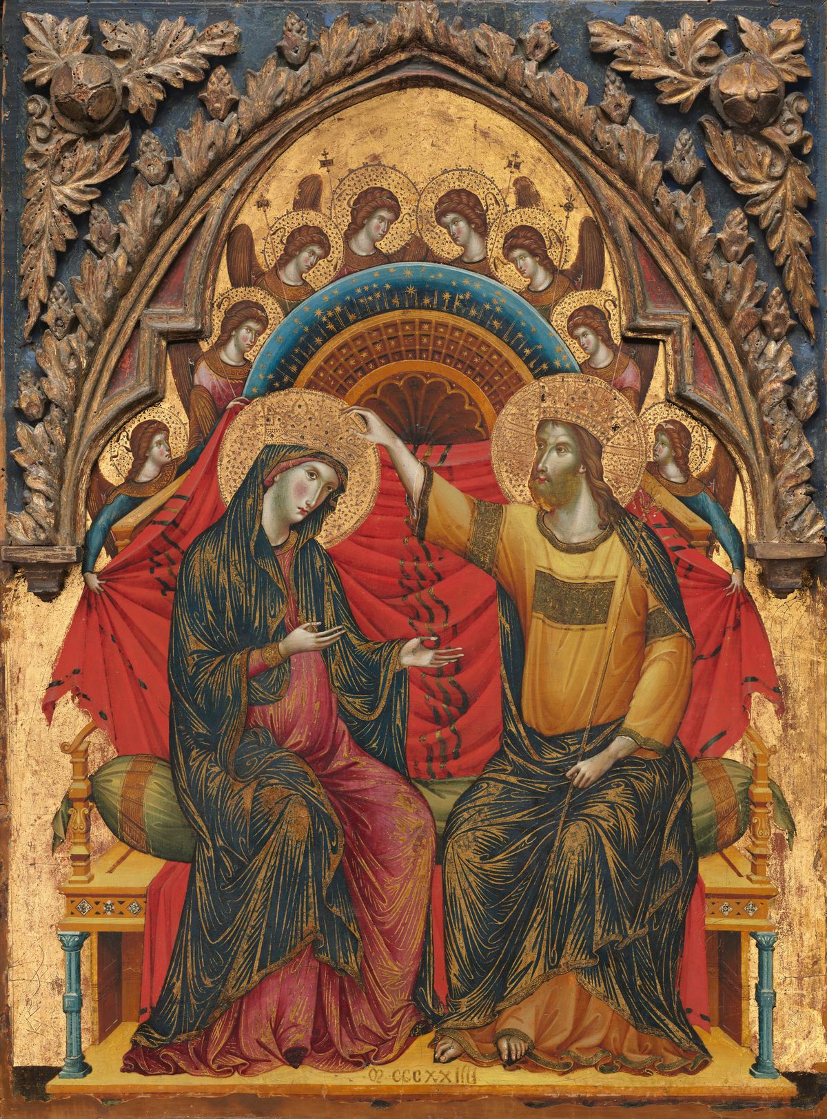 The Coronation of the Virgin by Master of the Washington Coronation (1324) - Public Domain Catholic Painting