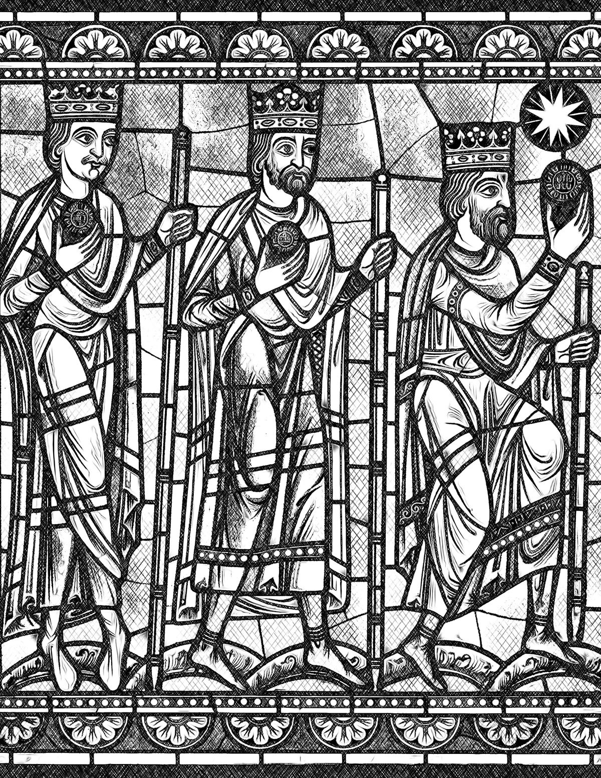 Wise Men Bringing Gifts to Christ - Bible Coloring Page