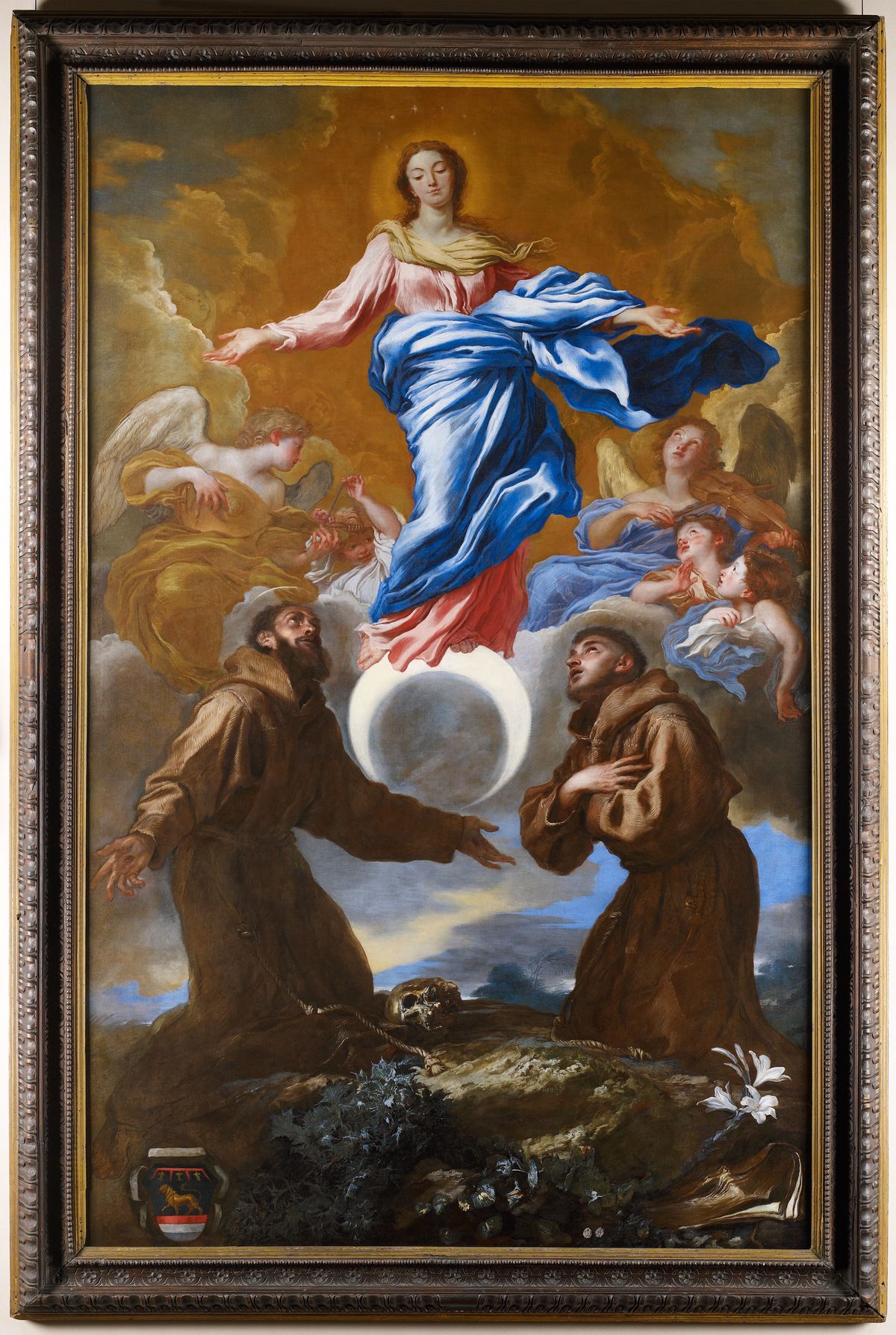 The Immaculate Conception with Saints Francis of Assisi and Anthony of Padua by Giovanni Benedetto Castiglione (1649–1650) - Public Domain Catholic Painting