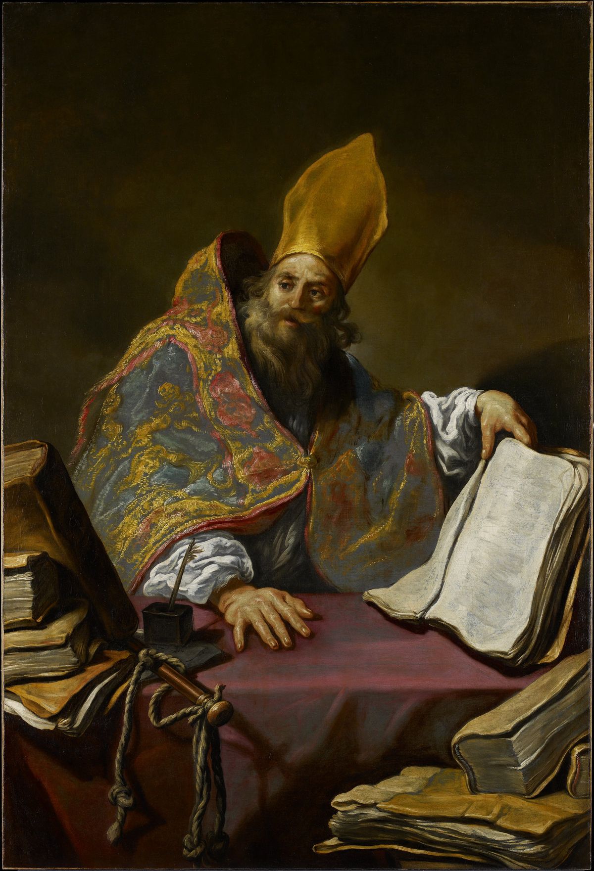 Saint Ambrose by Claude Vignon (1623-1625) - Public Domain Catholic Painting
