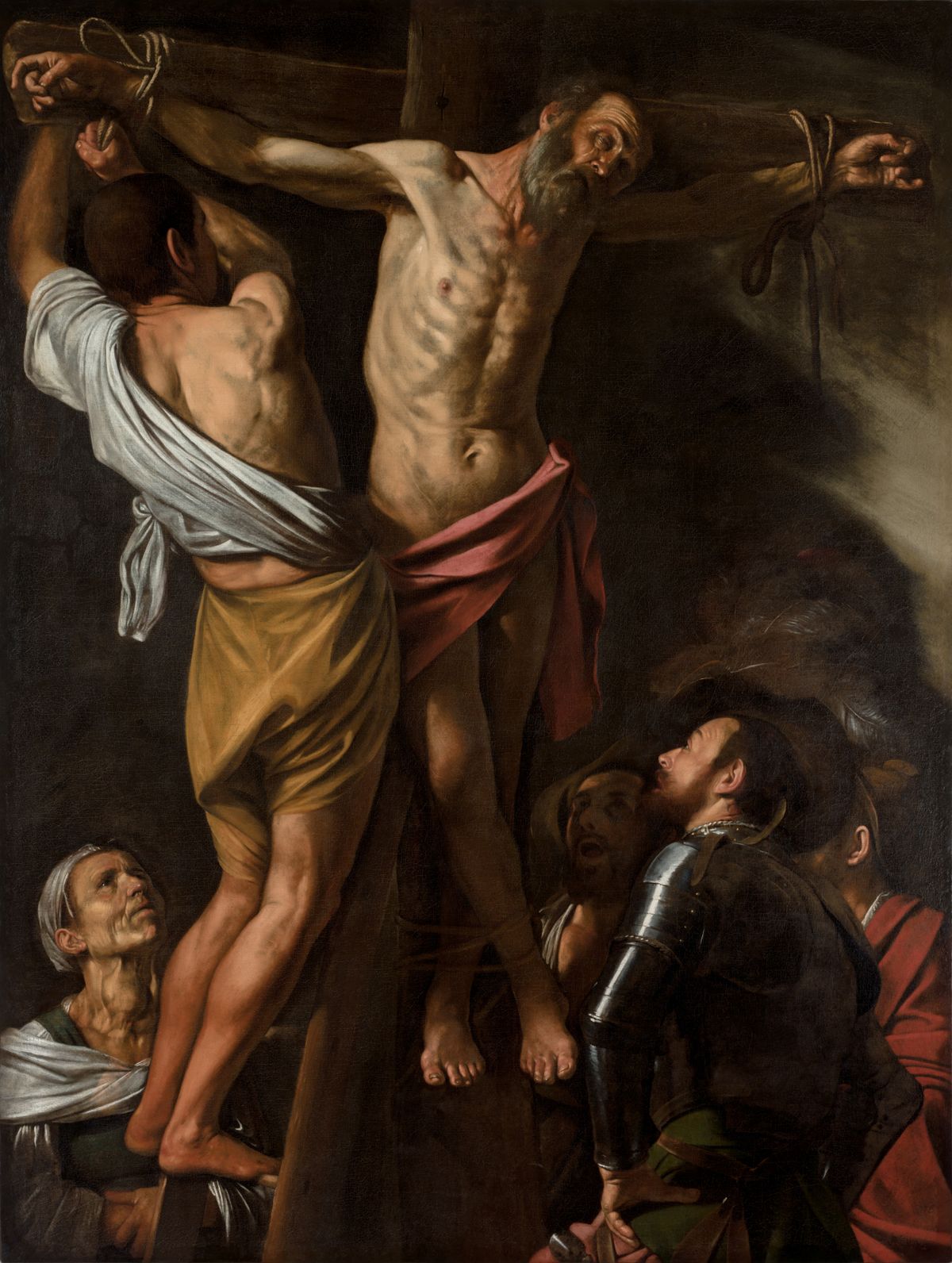 The Crucifixion of Saint Andrew by Caravaggio (1606–1607) - Public Domain Catholic Painting