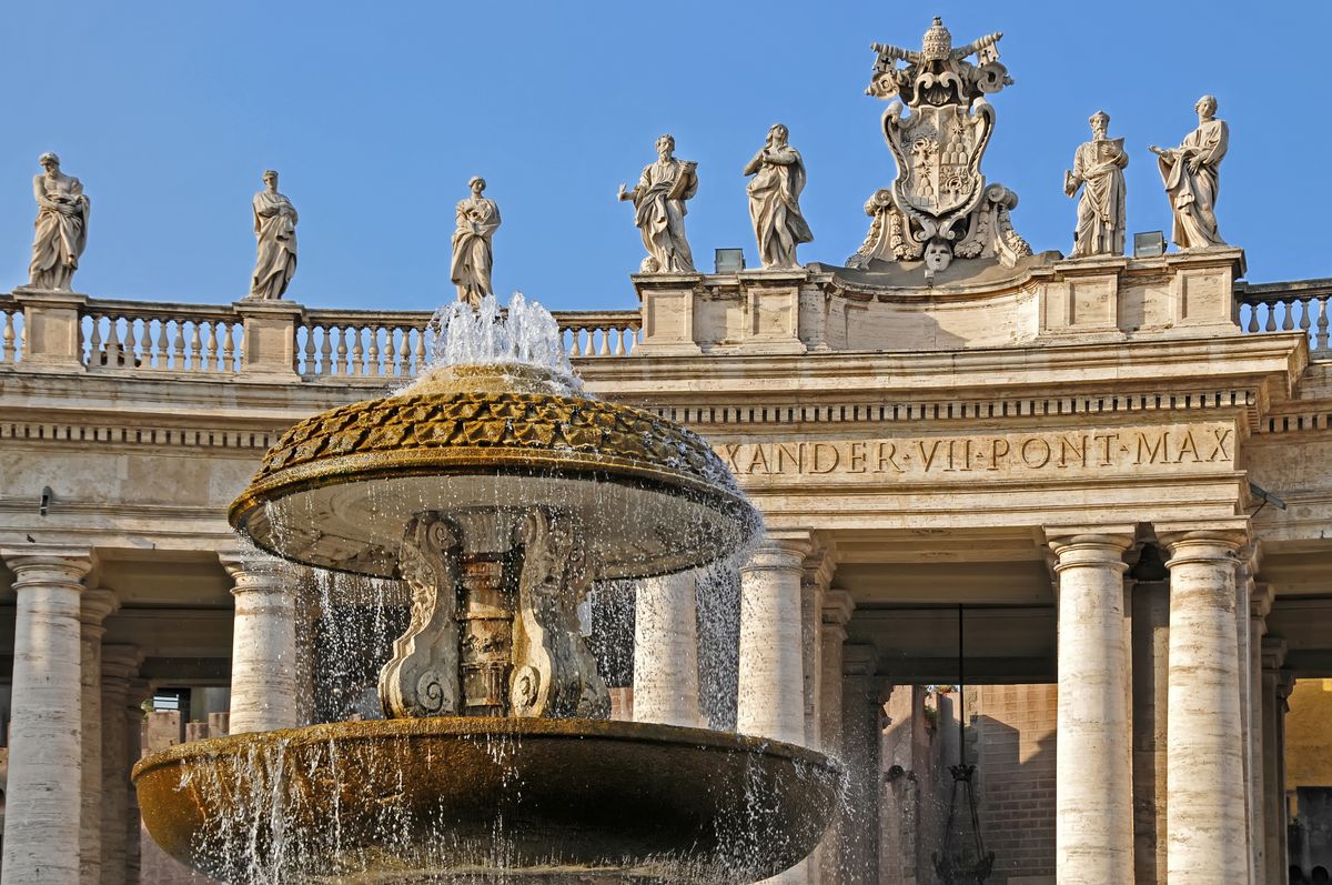 Piazza San Pietro Fountain - Catholic Stock Photo