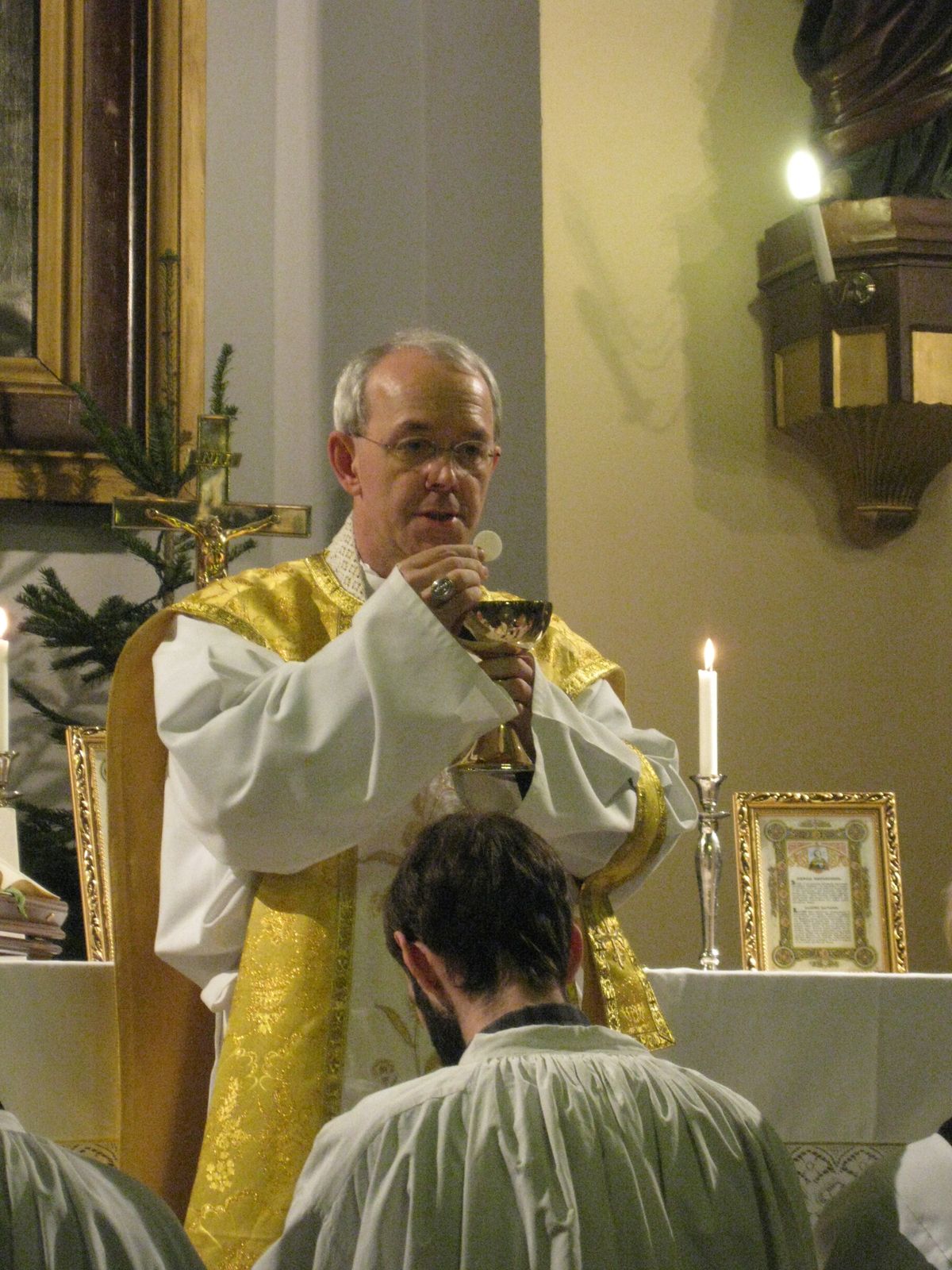 Bishop Athanasius Schneider celebrating Traditional Latin Mass - Catholic Stock Photo