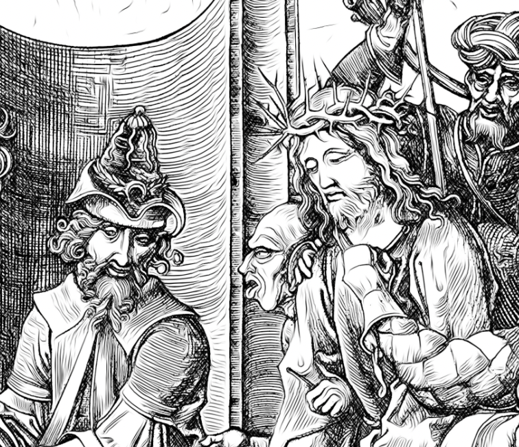 Christ Before Pilate - Bible Coloring Page