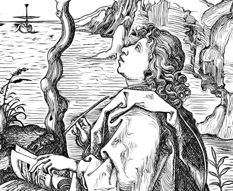 St. John the Evangelist on the Isle of Patmos - Catholic Coloring Page