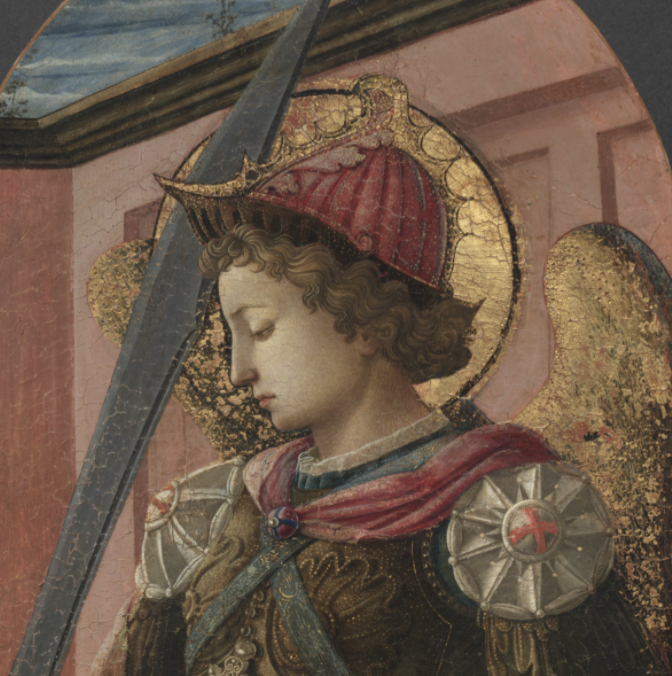 The Archangel Michael and St. Anthony Abbot (1458) by Filippo Lippi - Public Domain Catholic Painting