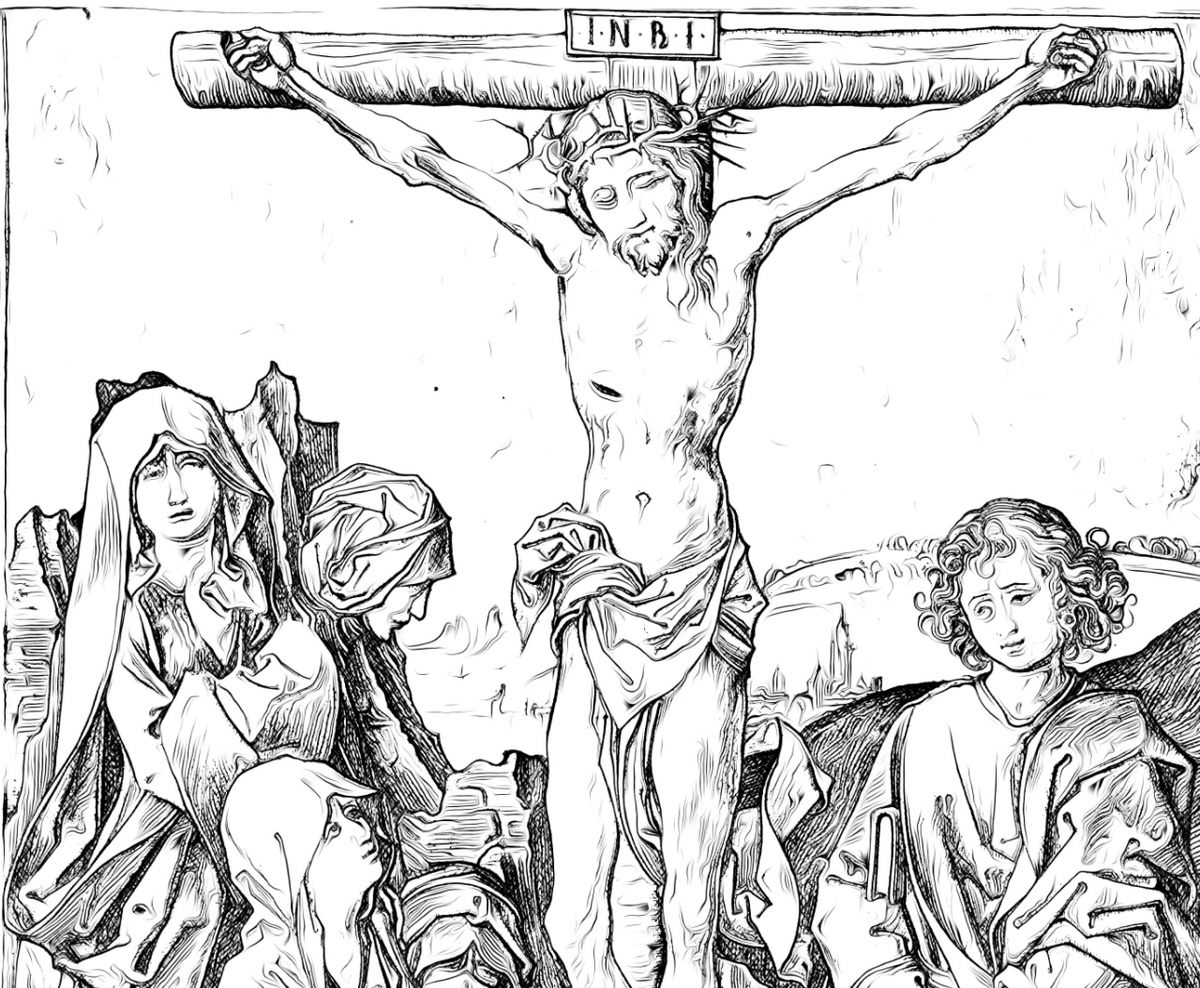 Christ on the Cross - Catholic Coloring Page