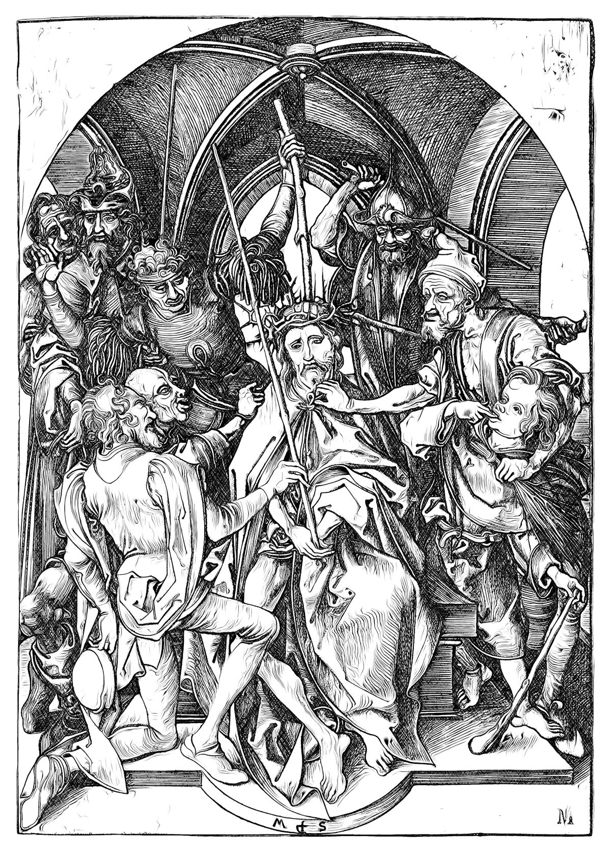 Christ Crowned with Thorns - Bible Coloring Page