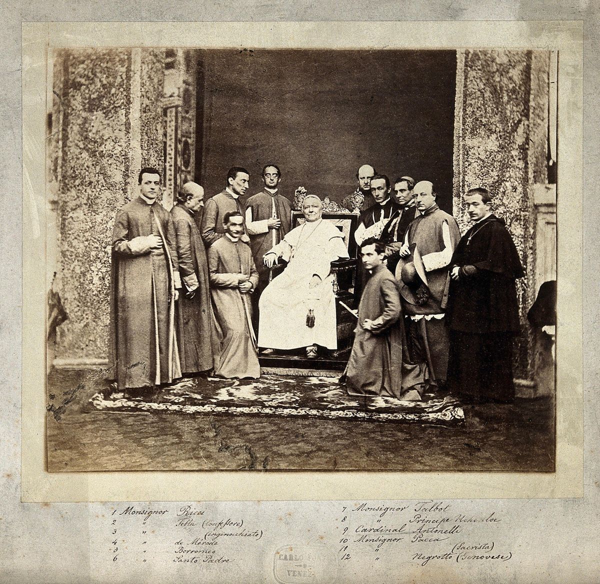 Pope Pius IX and members of the Papal court (1868) - Catholic Stock Photo