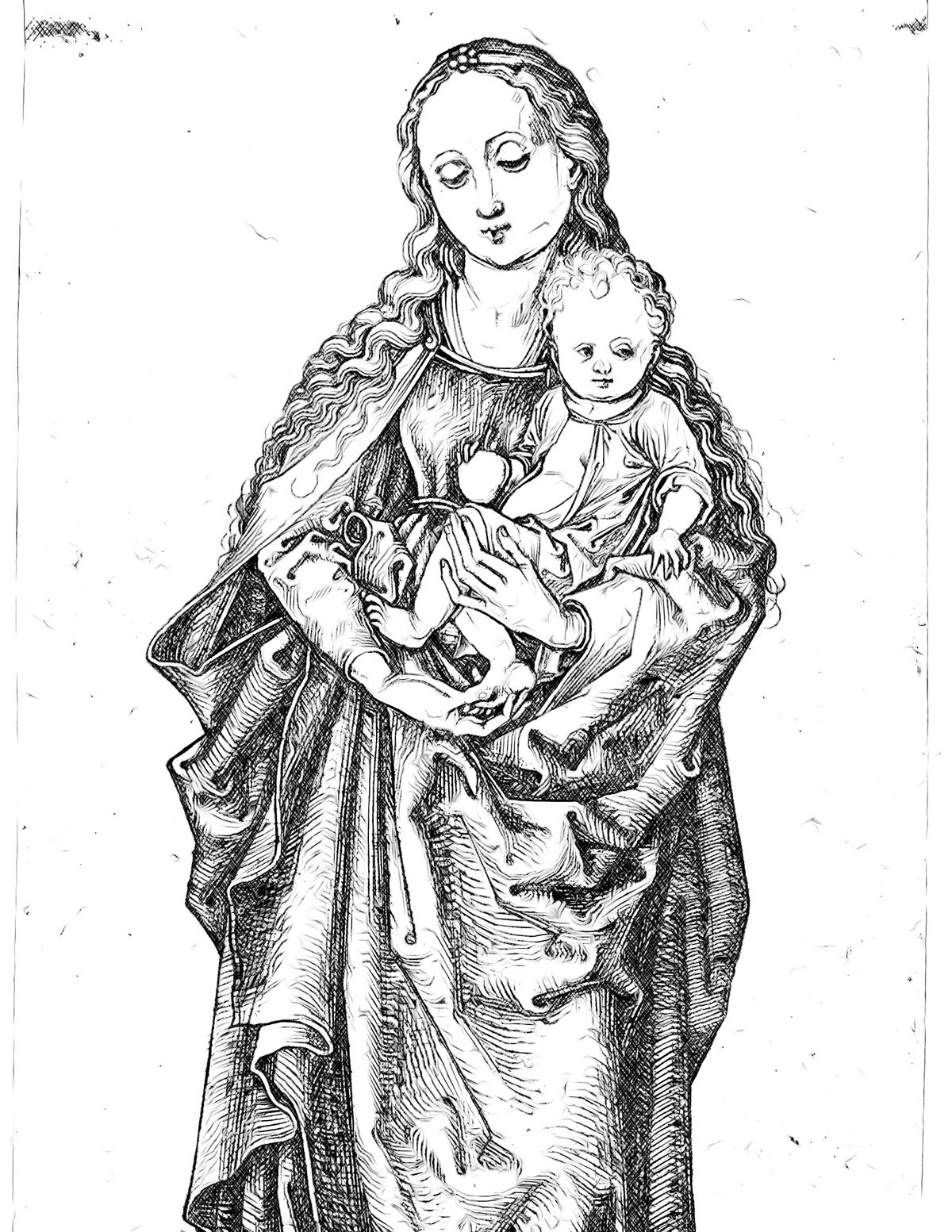 Virgin and Child - Catholic Coloring Page