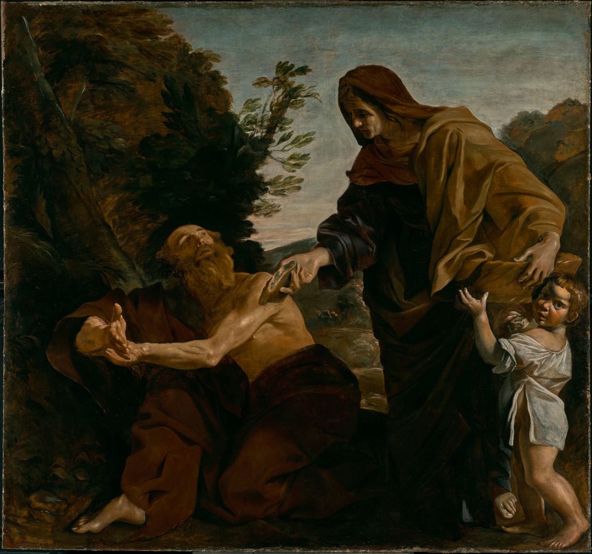 Elijah Receiving Bread from the Widow of Zarephath (1621–1624) by Giovanni Lanfranco - Public Domain Bible Painting