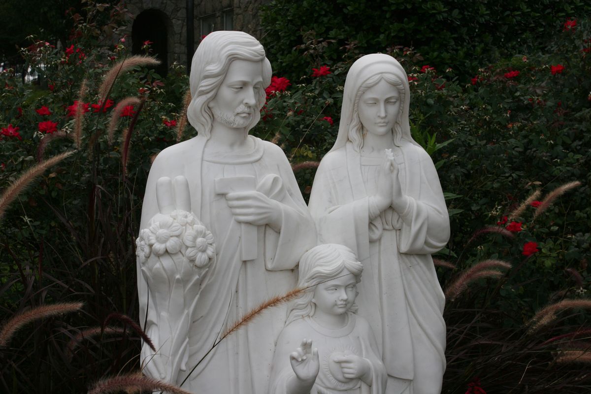 Holy Family Statue Outside St Joseph's Catholic Church, Macon, Georgia - Catholic Stock Photo
