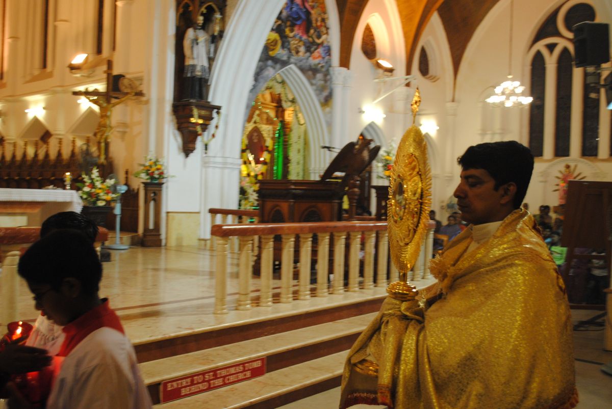 Blessed Sacrament at San Thome Basilica, India - Catholic Stock Photo