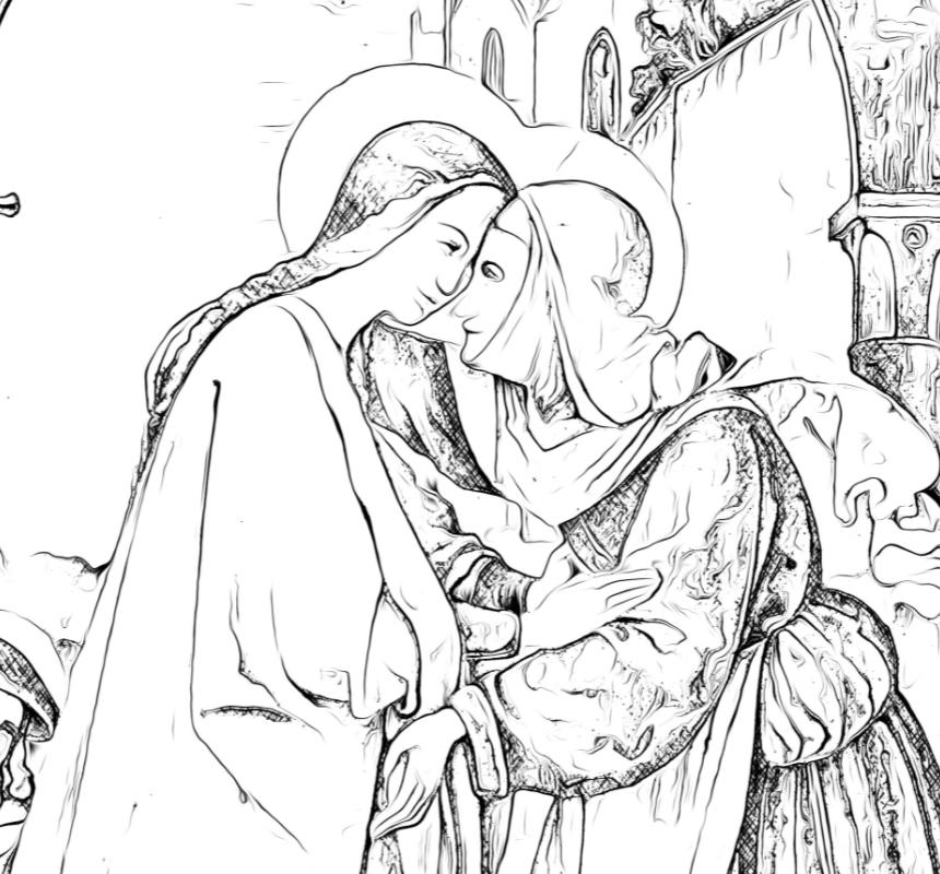 The Visitation - Catholic Coloring Page