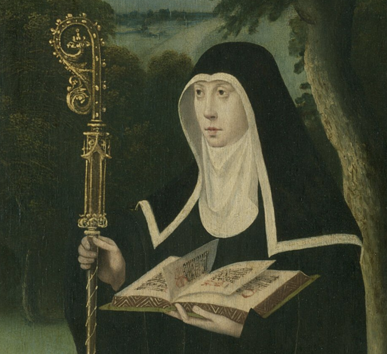 Saint Gertrude of Nivelles and an Augustinian Canoness (1525-1550) by Unknown - Public Domain Catholic Painting