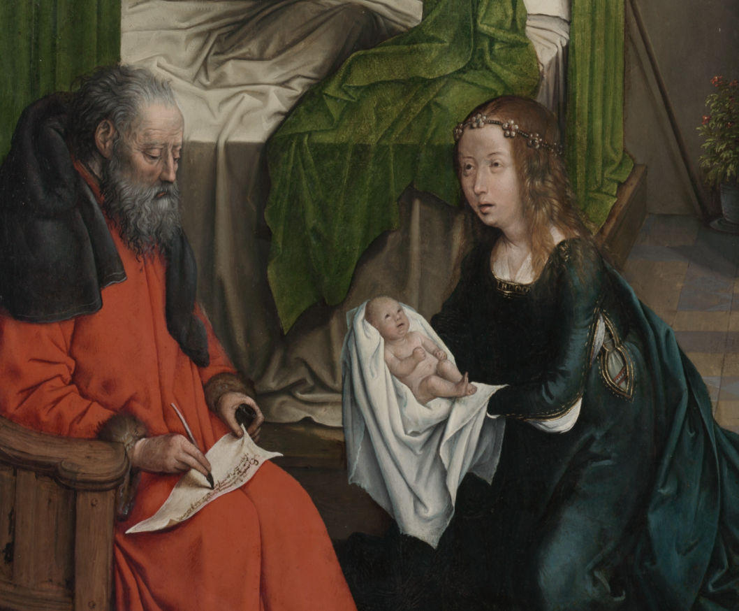 The Birth and Naming of John the Baptist (1496–1499) by Juan de Flandes - Public Domain Bible Painting