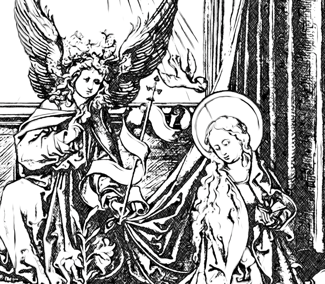 The Annunciation - Bible Coloring Page