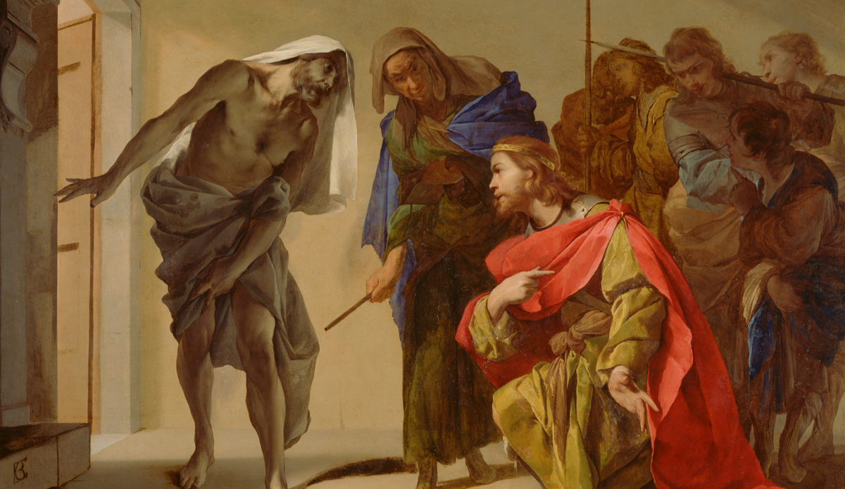 The Shade of Samuel Invoked by Saul (1650–1656) by Bernardo Cavallino - Public Domain Bible Painting