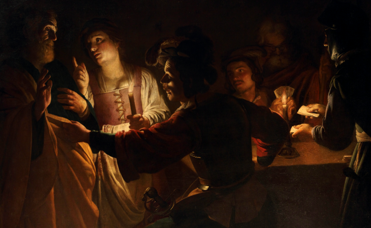 The Denial of Peter (1612–1620) by Gerard van Honthorst - Public Domain Bible Painting