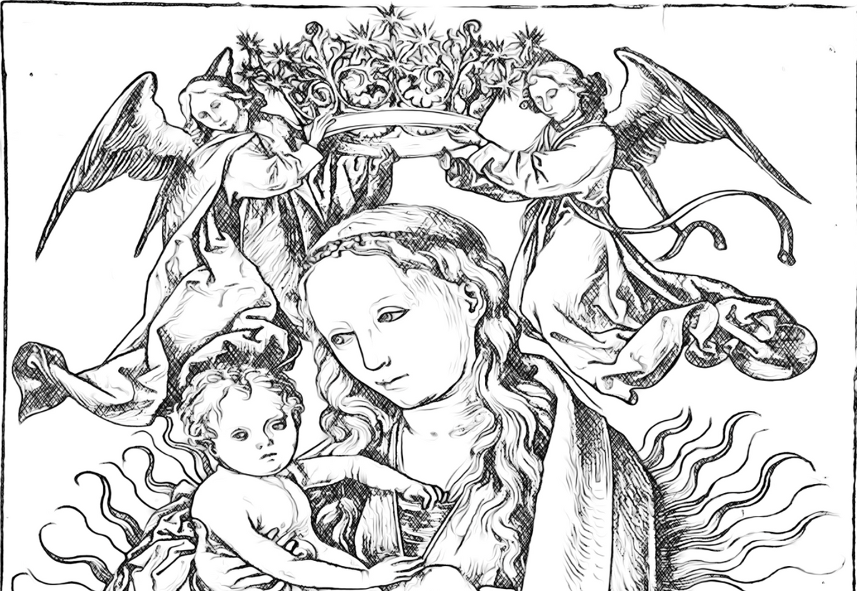 Madonna and Child Jesus - Catholic Coloring Page