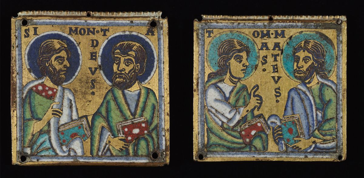 Simon, Thaddaeus, Thomas, and Matthew (1160) by Unknown - Public Domain Catholic Painting