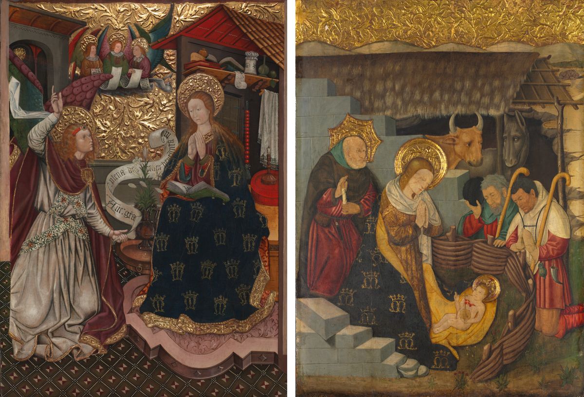 The Annunciation and The Nativity (1457) by Jaume Ferrer - Public Domain Catholic Painting