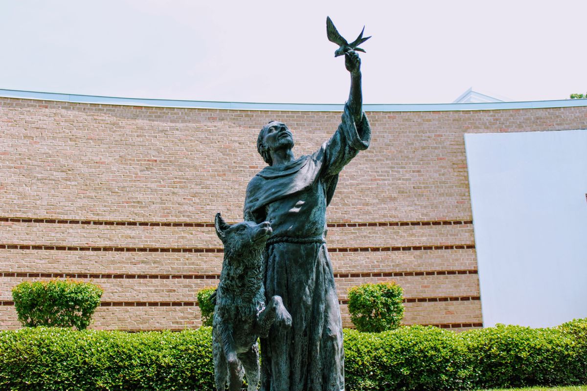 Saint Francis of Assisi Statue - Catholic Stock Photo