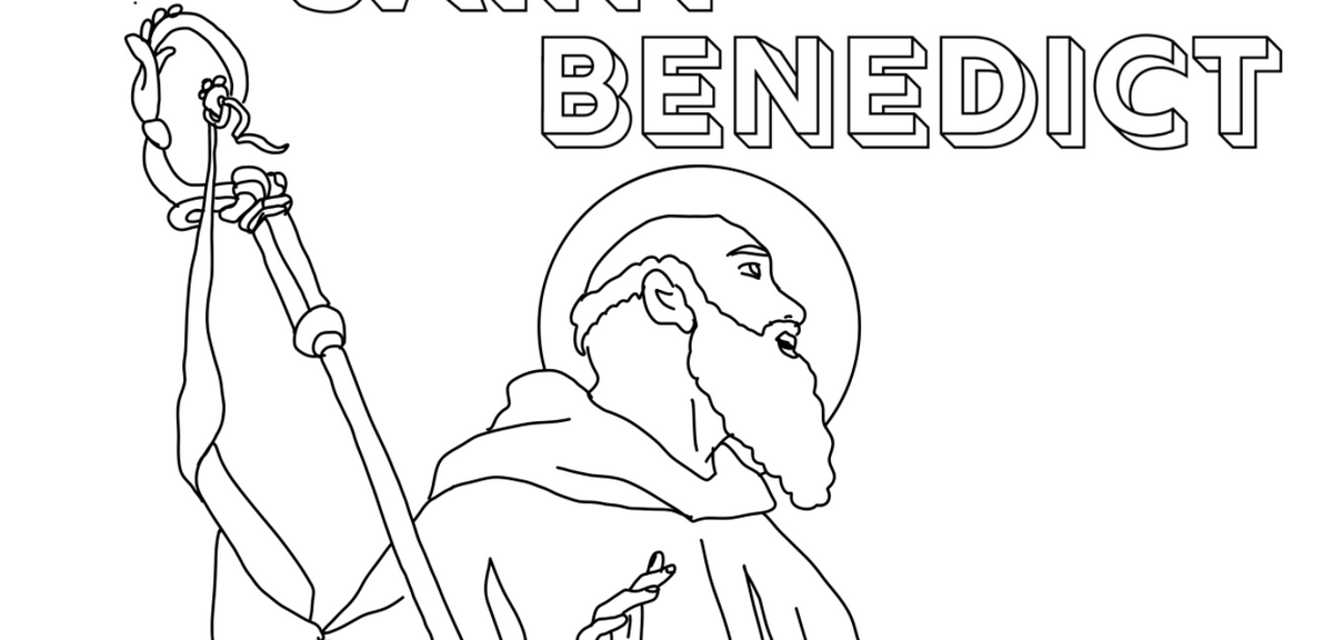 Saint Benedict - Catholic Coloring Page