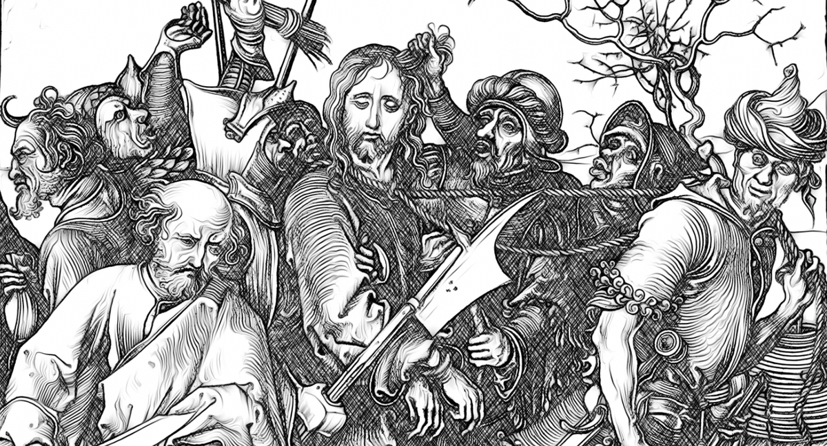 The Betrayal and Capture of Christ - Bible Coloring Page