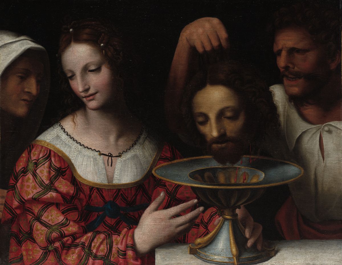 Salome with the Head of Saint John the Baptist (1500s or later) by follower of Bernardino Luini - Public Domain Bible Painting
