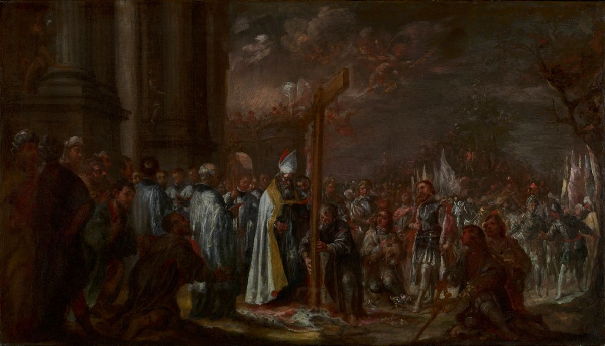 The Exaltation of the Cross (about 1680) by Juan de Valdés Leal - Public Domain Catholic Painting
