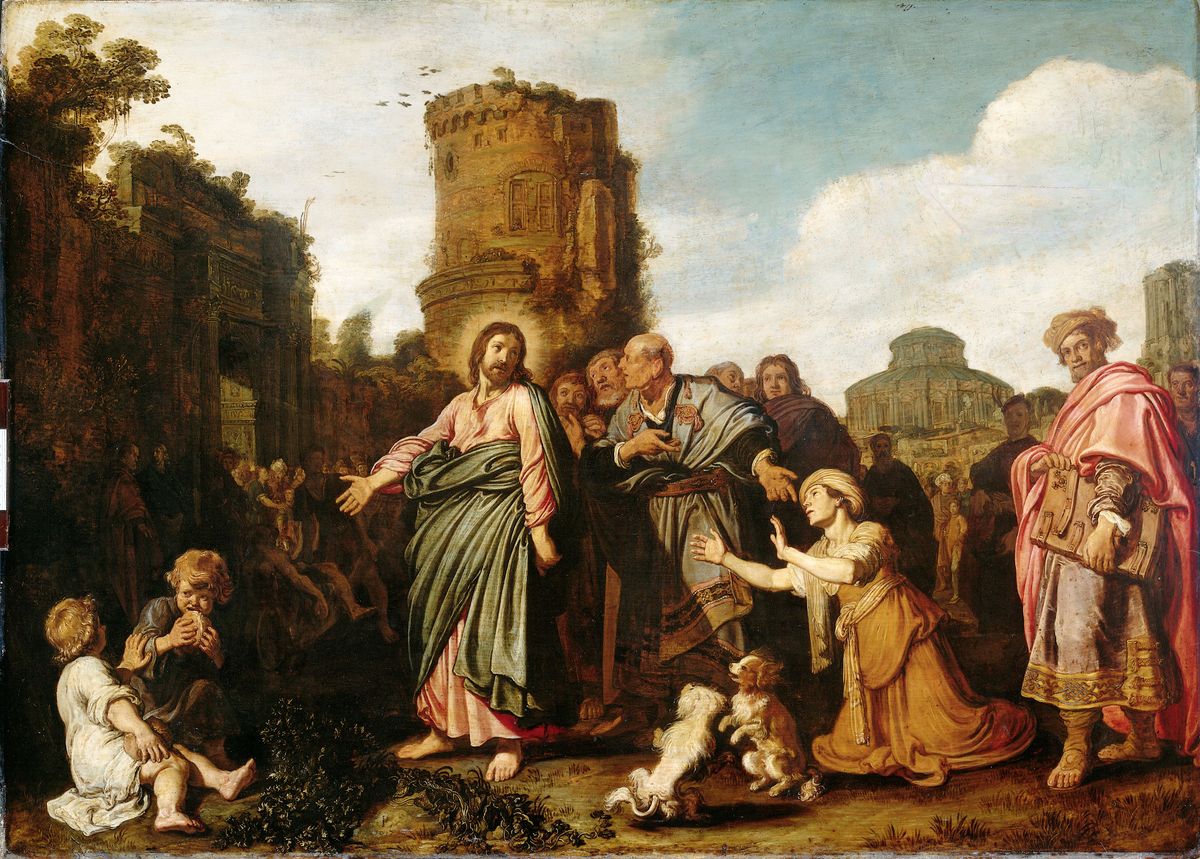Christ and the Woman of Canaan (1617) by Pieter Lastman - Public Domain Bible Painting