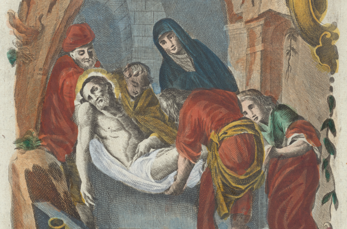 Jesus in Sepulchro Reconditur (1775–1800) by the Remondini Family - Public Domain Catholic Painting