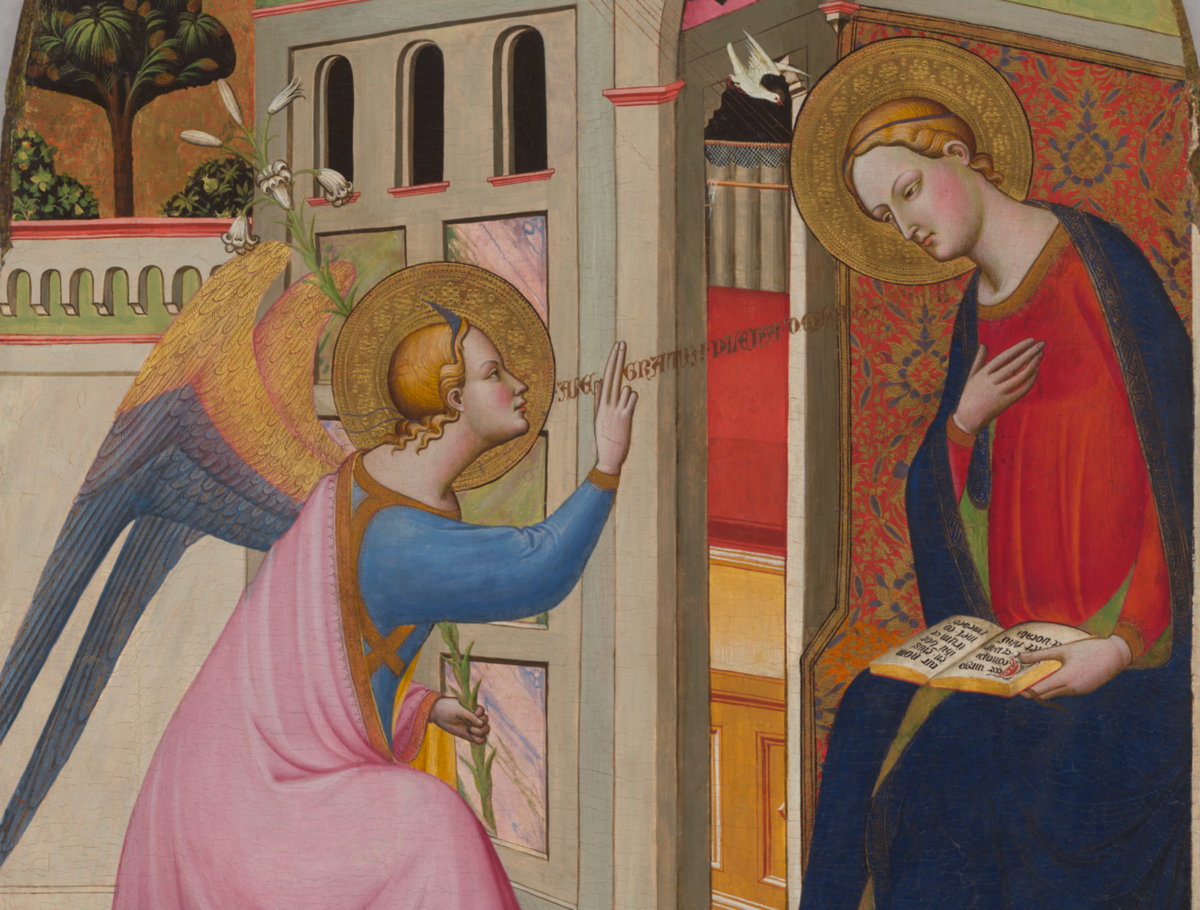 The Annunciation (1390–1395) by Tommaso del Mazza - Public Domain Bible Painting