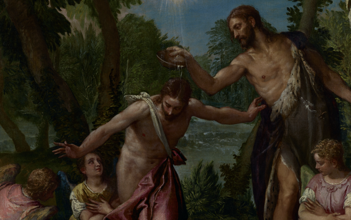 The Baptism of Christ (1580–1588) by Paolo Veronese (Paolo Caliari) - Public Domain Bible Painting