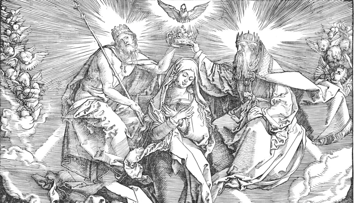 Assumption of the Virgin (1504–1505) by Albrecht Dürer - Catholic Coloring Page