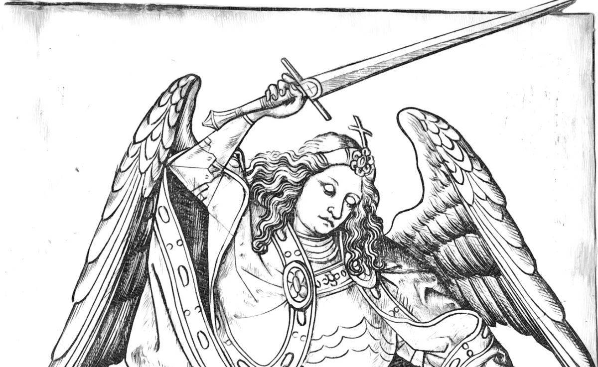 Saint Michael (1450–67) by Master ES - Catholic Coloring Page