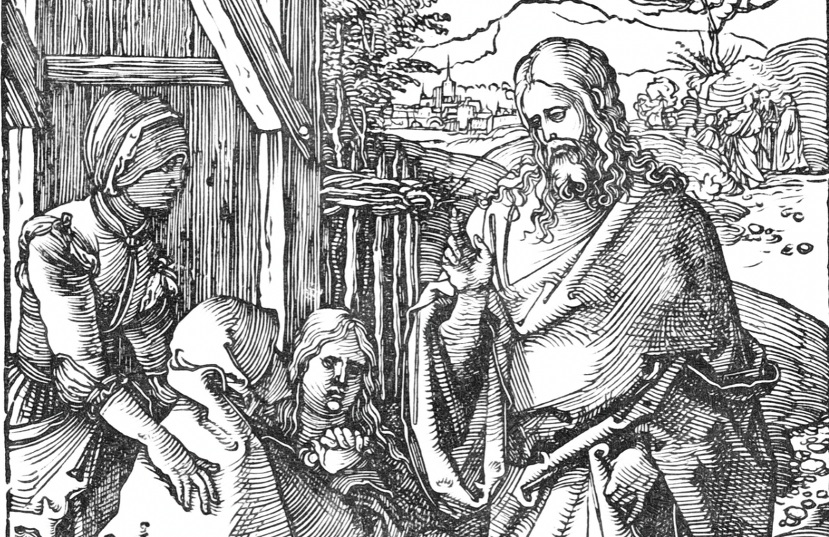 Christ Taking Leave of the Virgin (16th Century) by Albrecht Dürer - Catholic Coloring Page