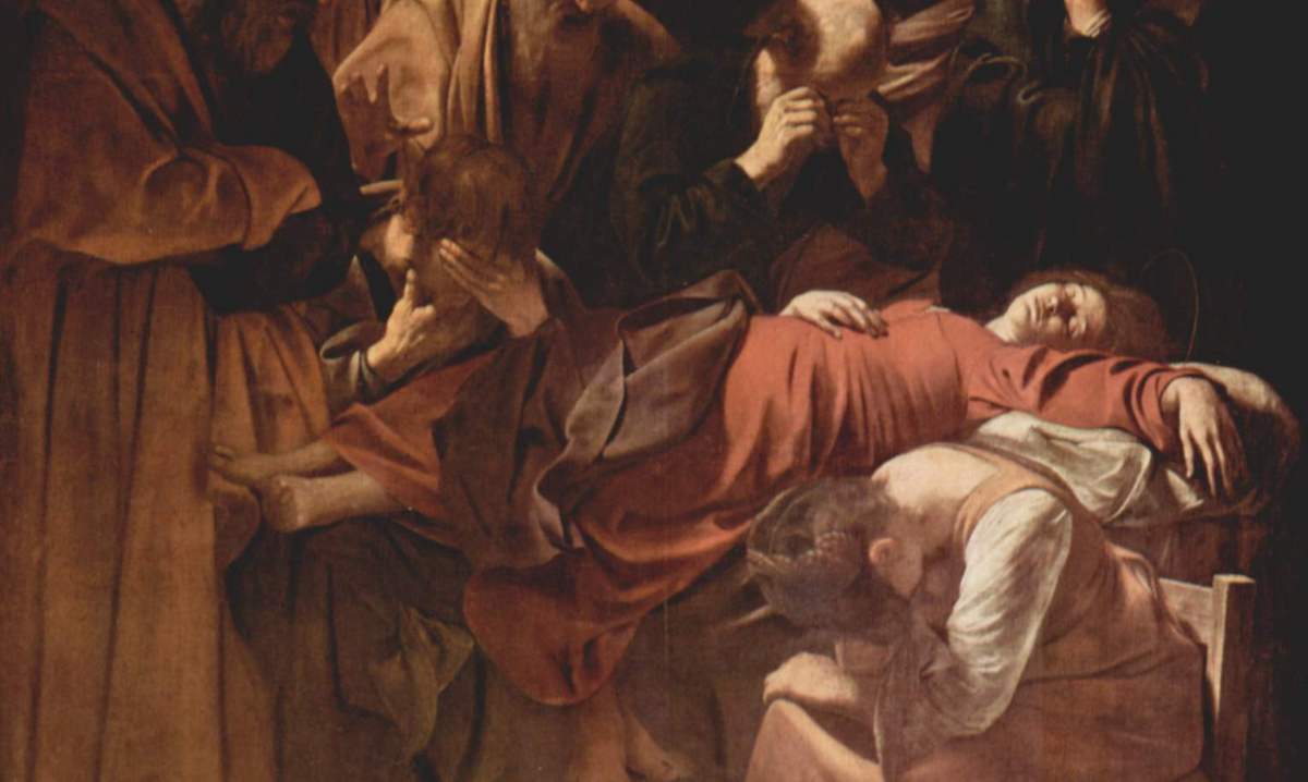 Death of the Virgin (1604–1606) by Caravaggio - Public Domain Catholic Painting