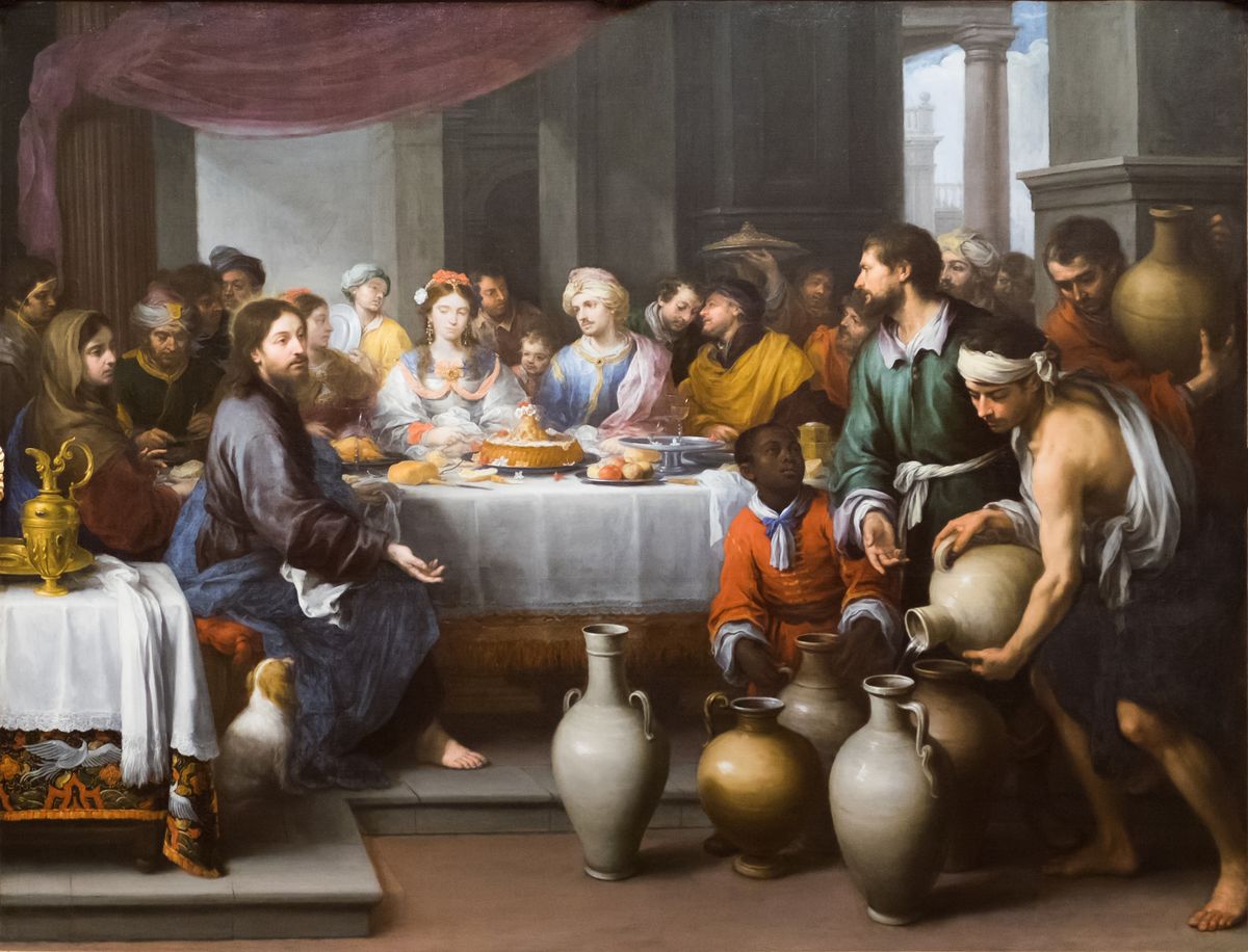 The Marriage Feast at Cana (1672) by Bartolomé Esteban Murillo - Public Domain Bible Painting