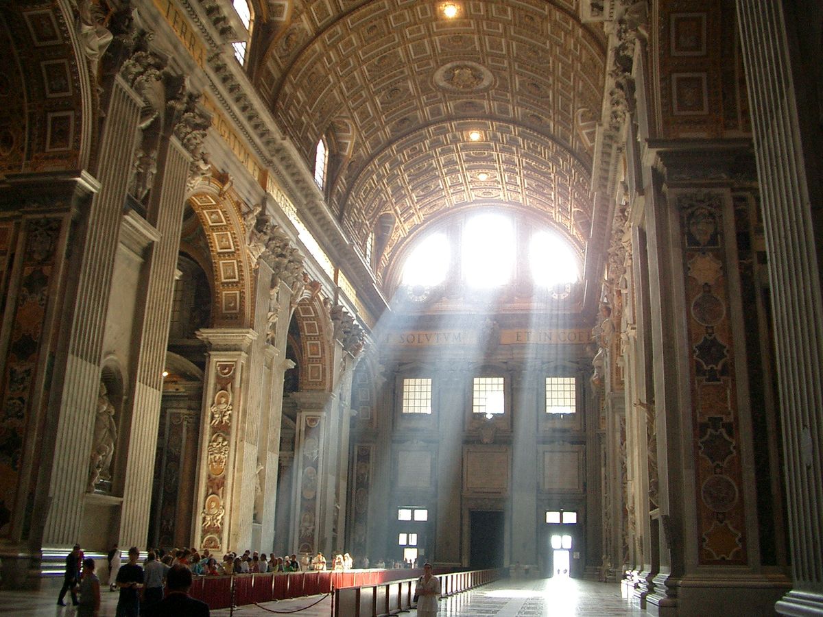 Crepuscular Rays inside Saint Peter's Basilica - Catholic Stock Photo