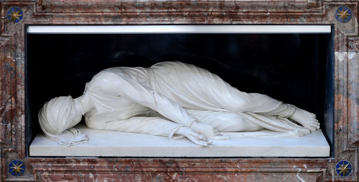 Statue of the Martyrdom of Saint Cecilia - Catholic Stock Photo