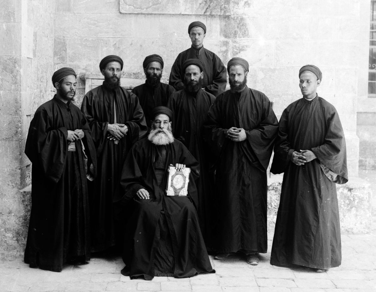Coptic Monks (1898–1914) - Vintage Orthodox Stock Photo