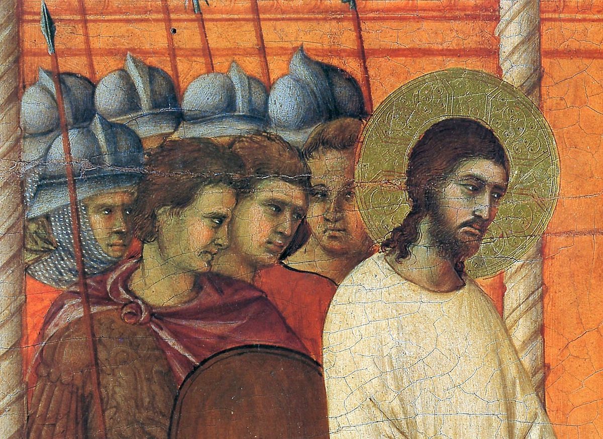 Arrest of Jesus (1308–1311) by Duccio - Public Domain Bible Painting