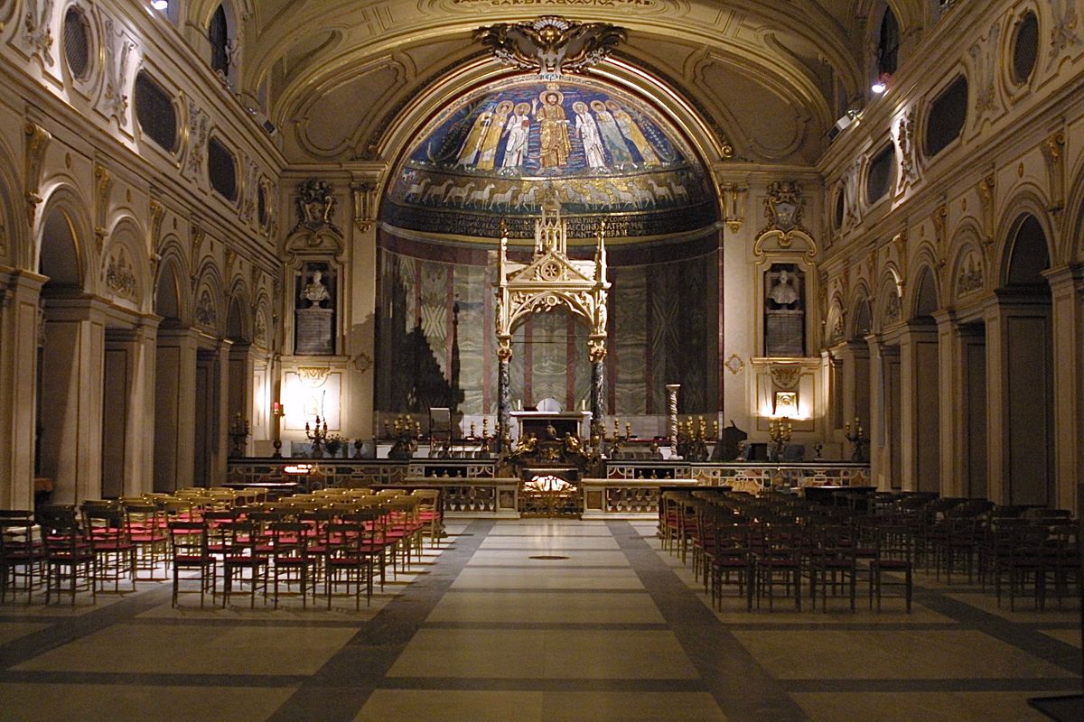 Interior of Santa Cecilia in Trastevere (Rome) - Catholic Stock Photo
