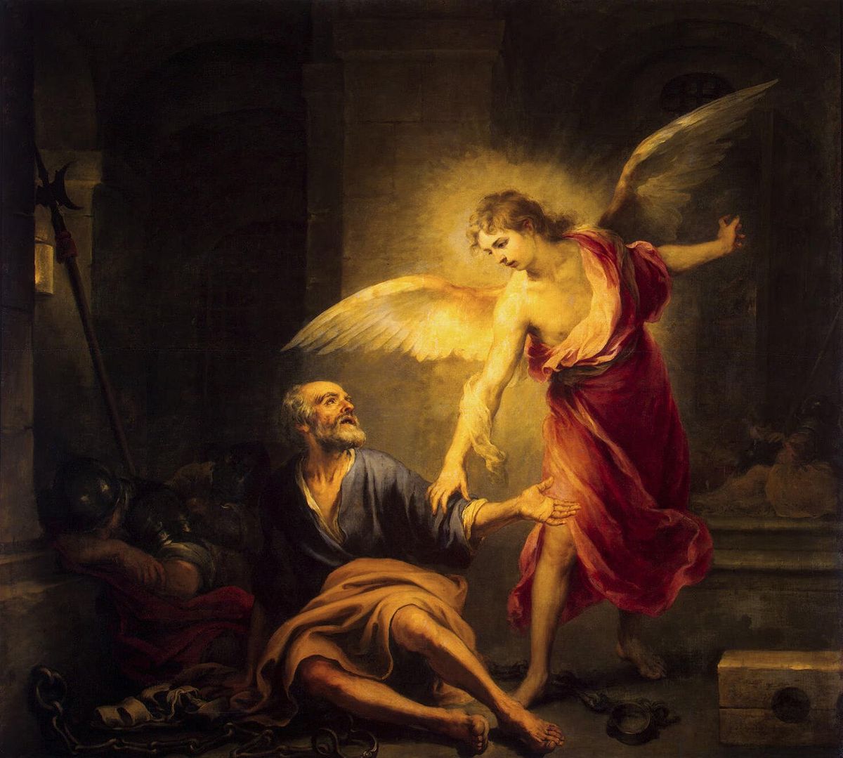 Liberation of Saint Peter (1665–1667) by Bartolomé Esteban Murillo - Public Domain Bible Painting